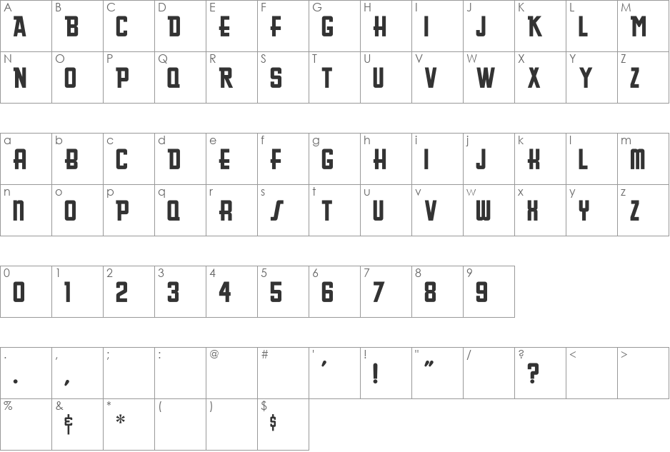 GreasySpoonMenu font character map preview