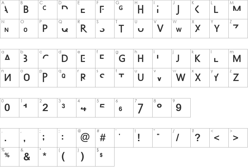 Absurdsans FP font character map preview