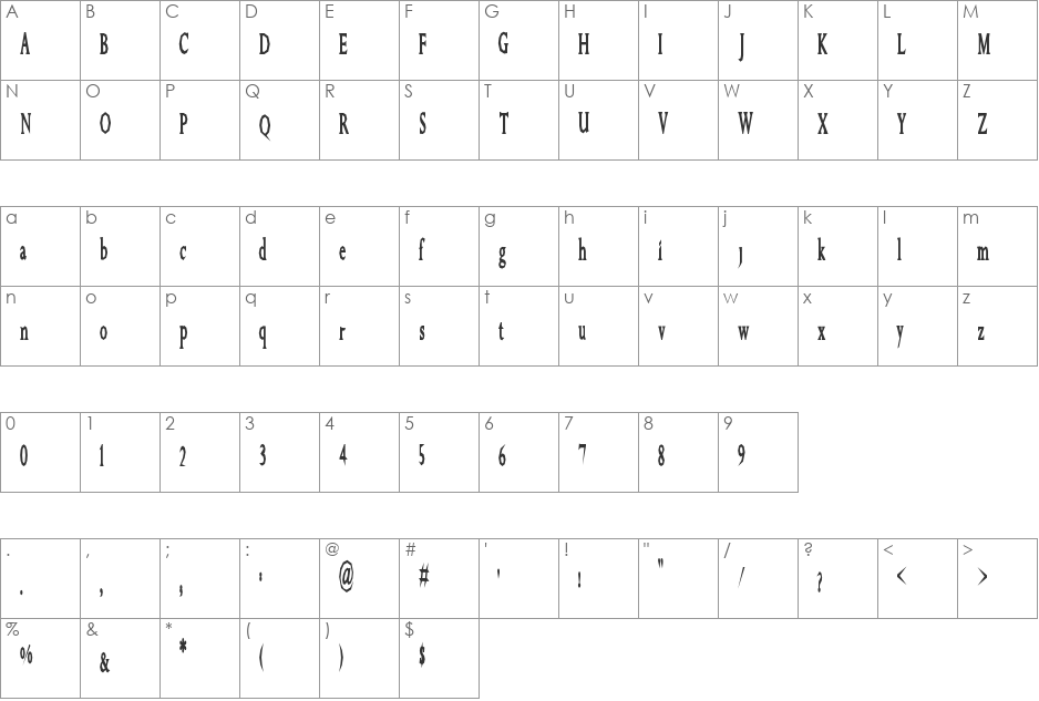 GreatFarmer font character map preview