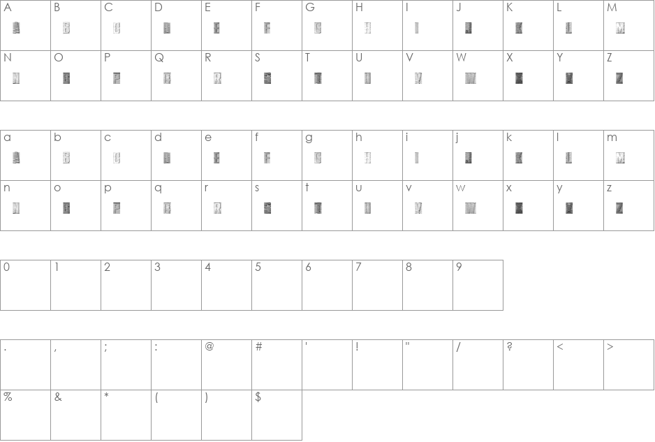 GreatHorizons font character map preview