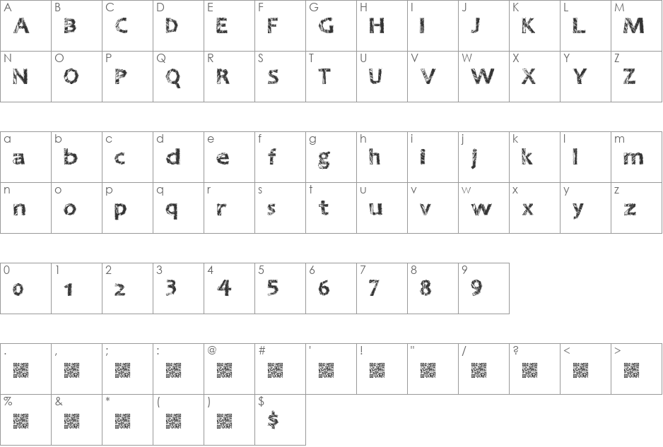GreatNineties font character map preview