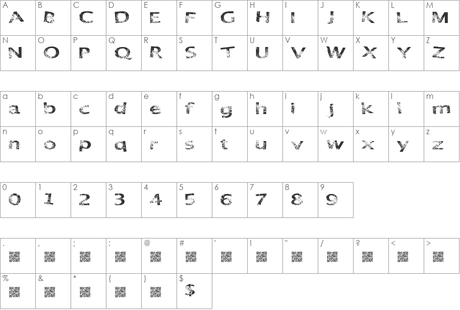 GreatParty font character map preview