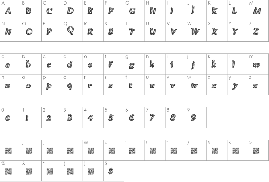 GreatPoints font character map preview