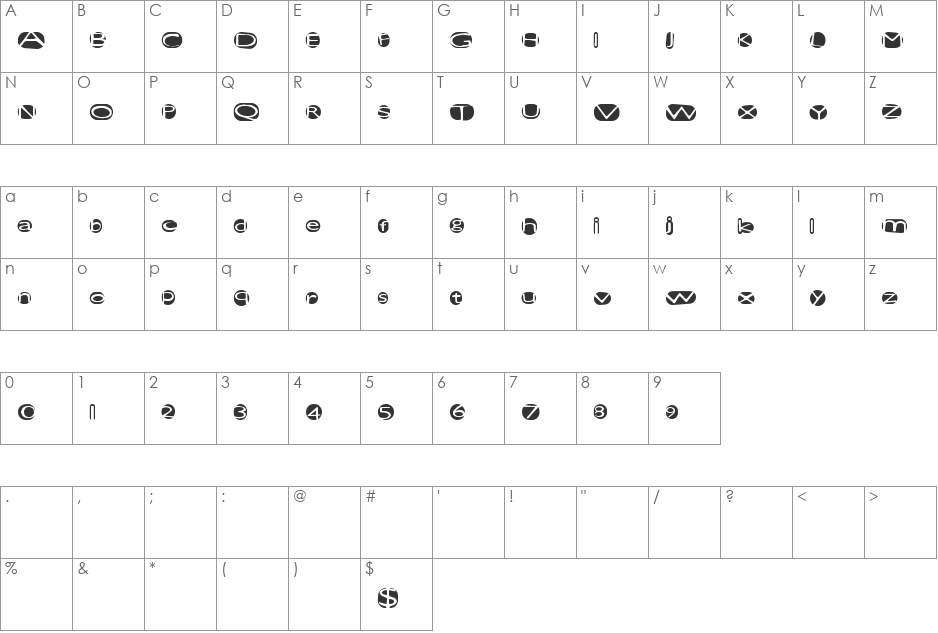 GreatStorm font character map preview