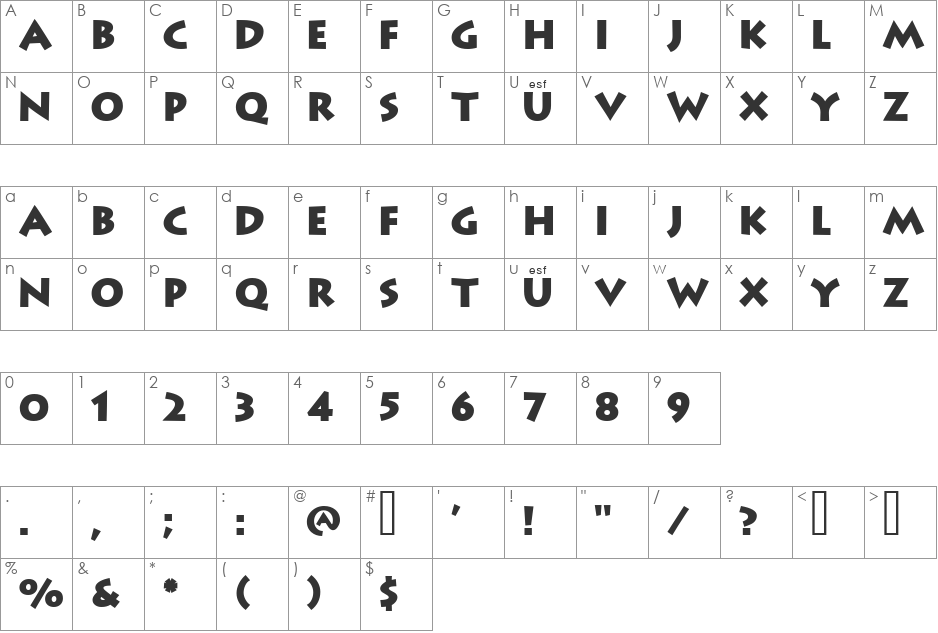 GreeceBlack font character map preview
