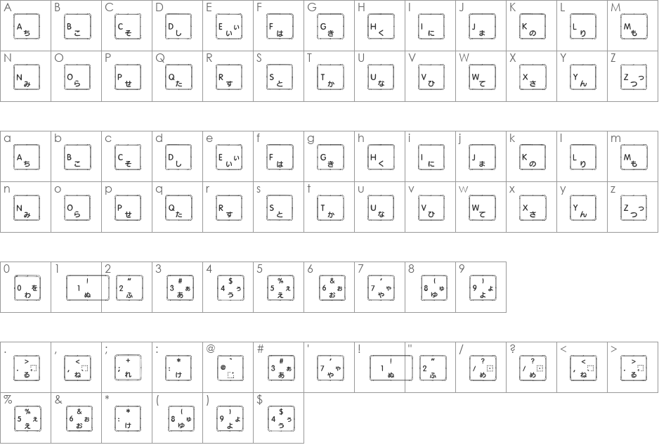Apple Japanese Keyboard font character map preview