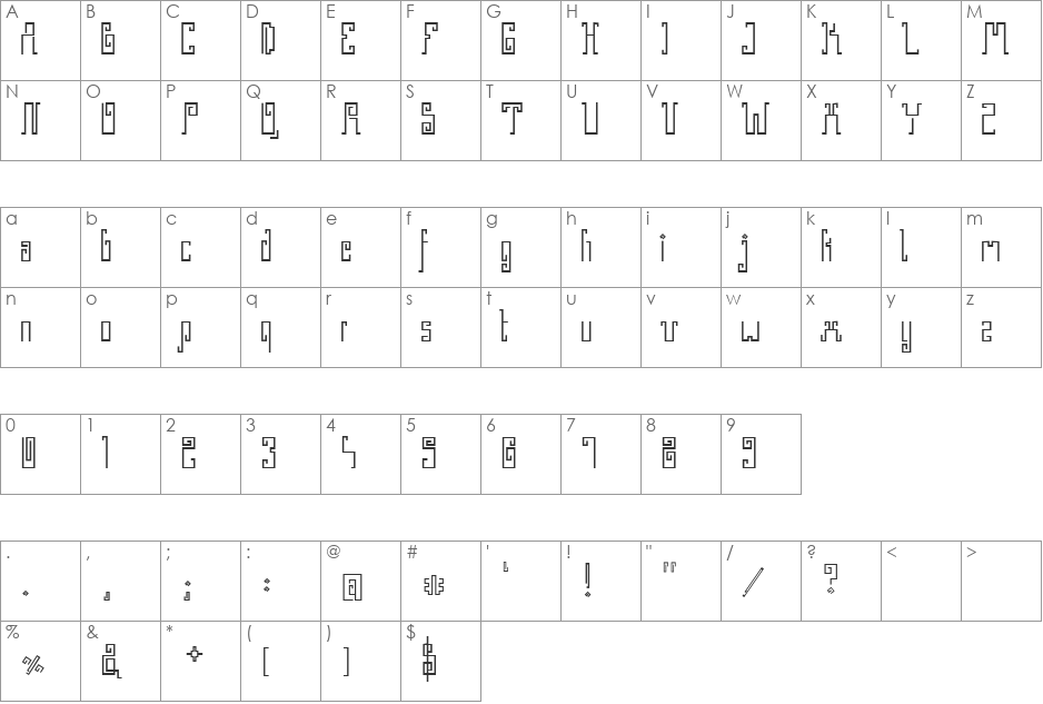 Greek Stone font character map preview