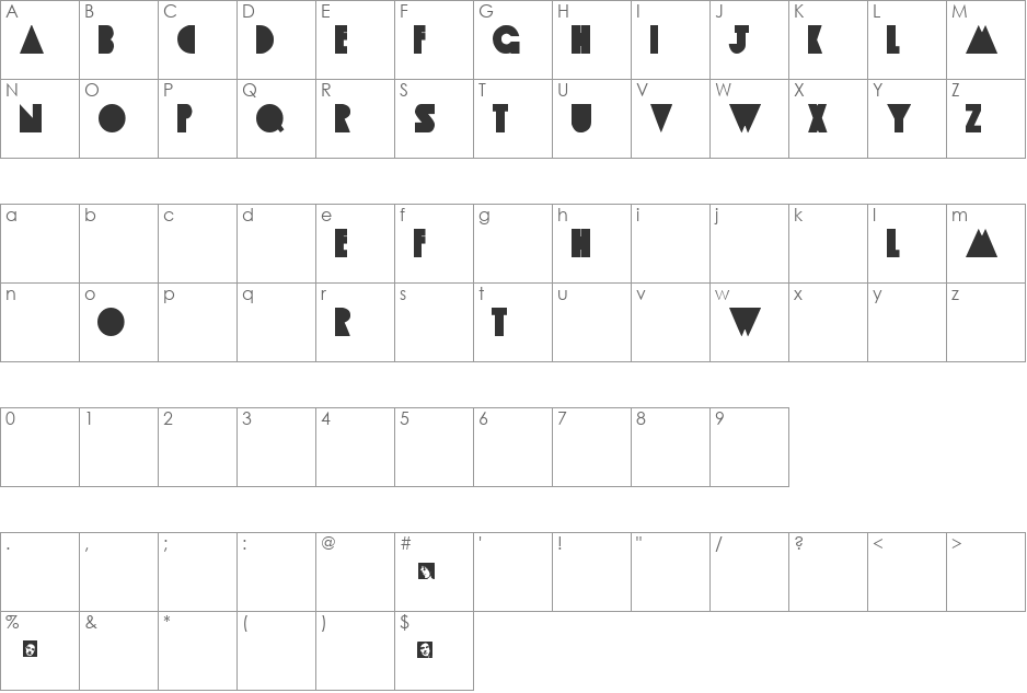 Apple Tree font character map preview