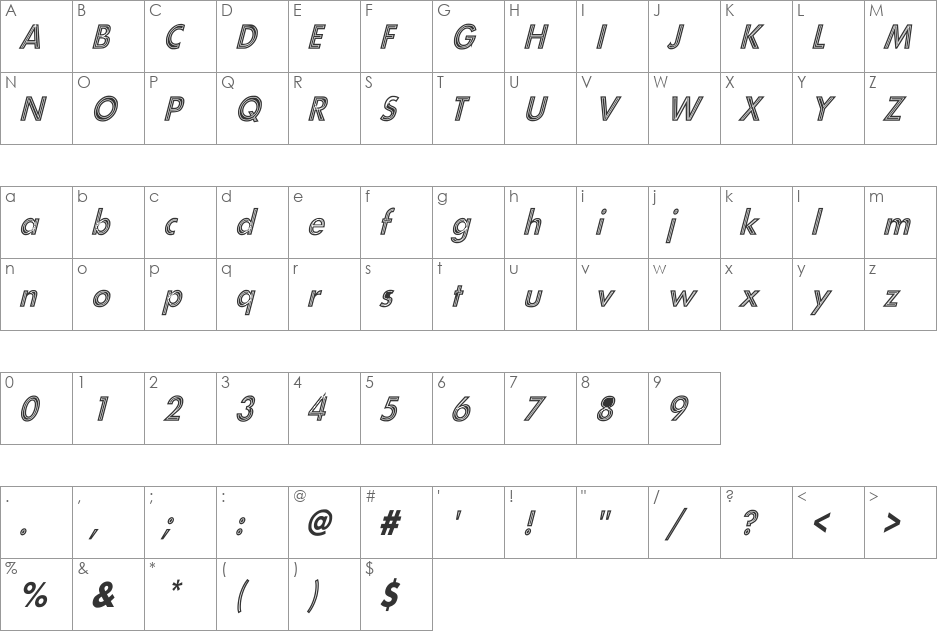 Green Bough font character map preview