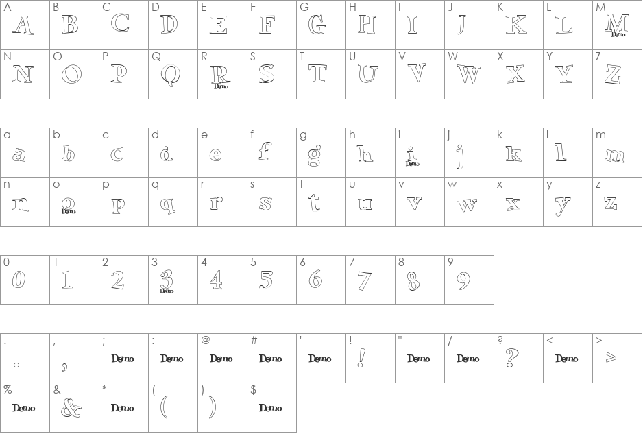 Green Eggs and Spam font character map preview