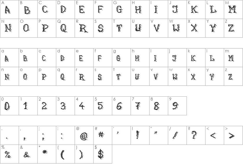 Green Grass font character map preview