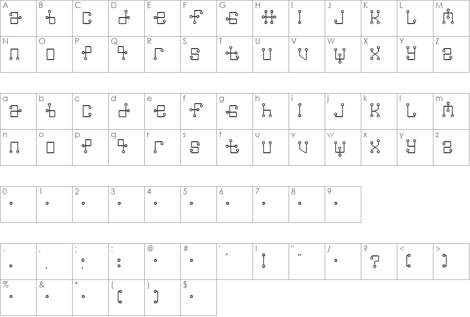 Greenwich Mean font character map preview