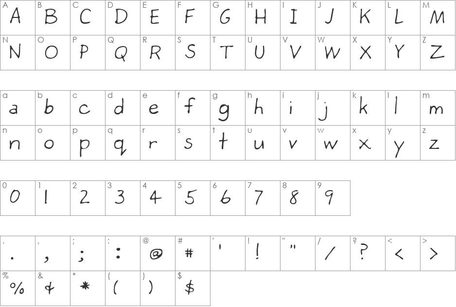 Greg font character map preview