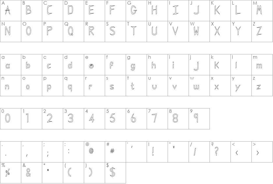 Gregorian__KK font character map preview