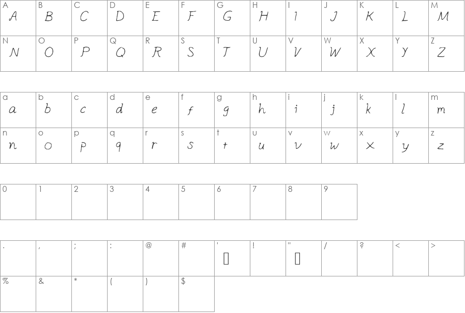 appleocean font character map preview