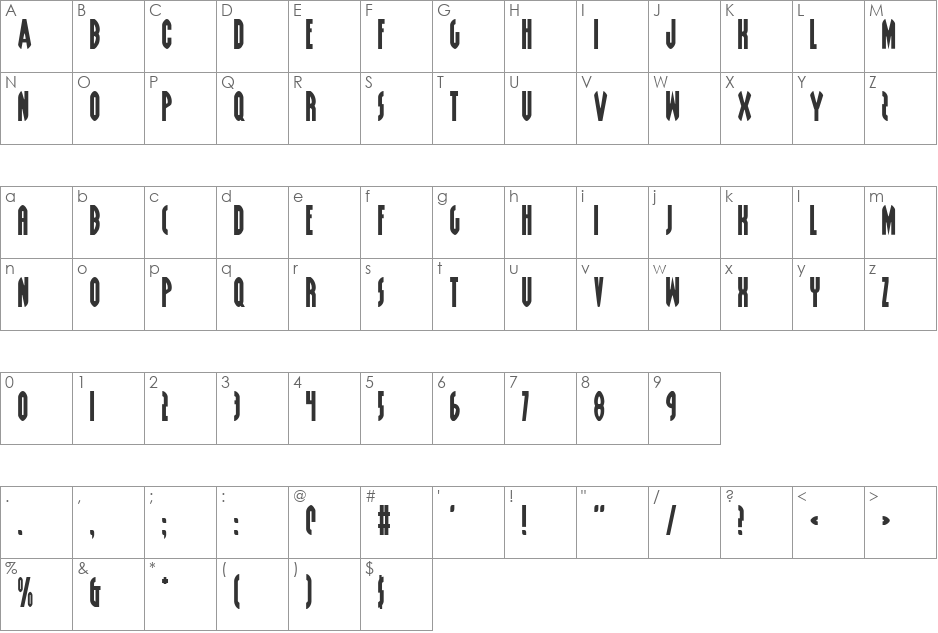 Grendel's Mother font character map preview