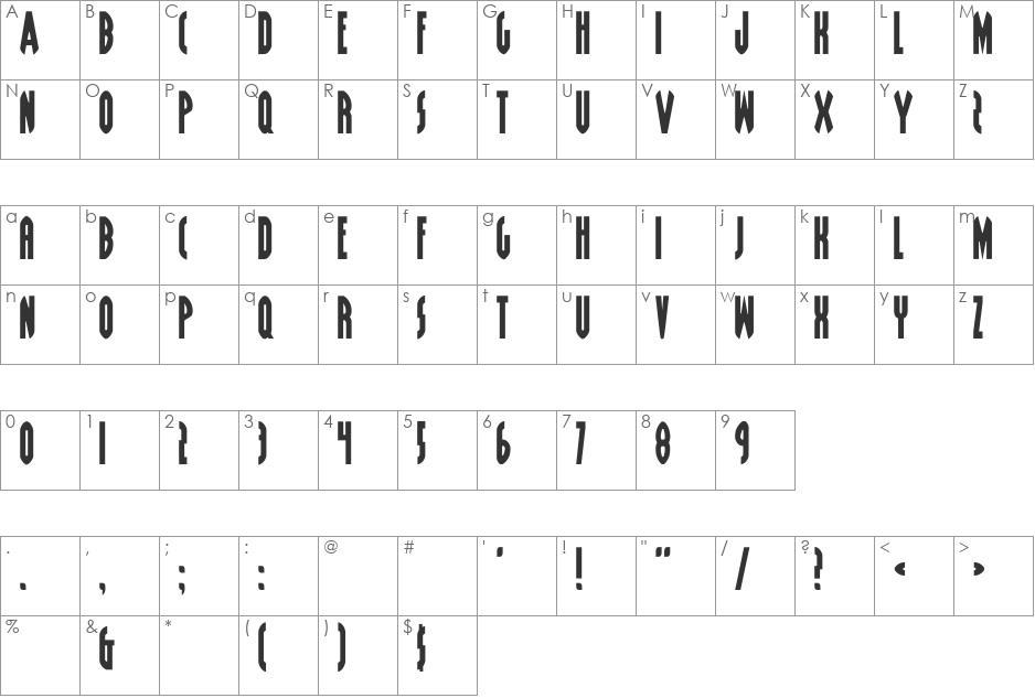 Grendel's Mother font character map preview