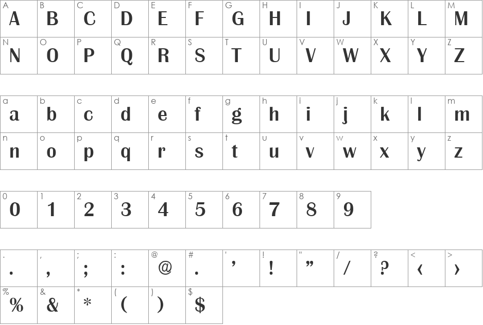 Grenoble-Medium font character map preview