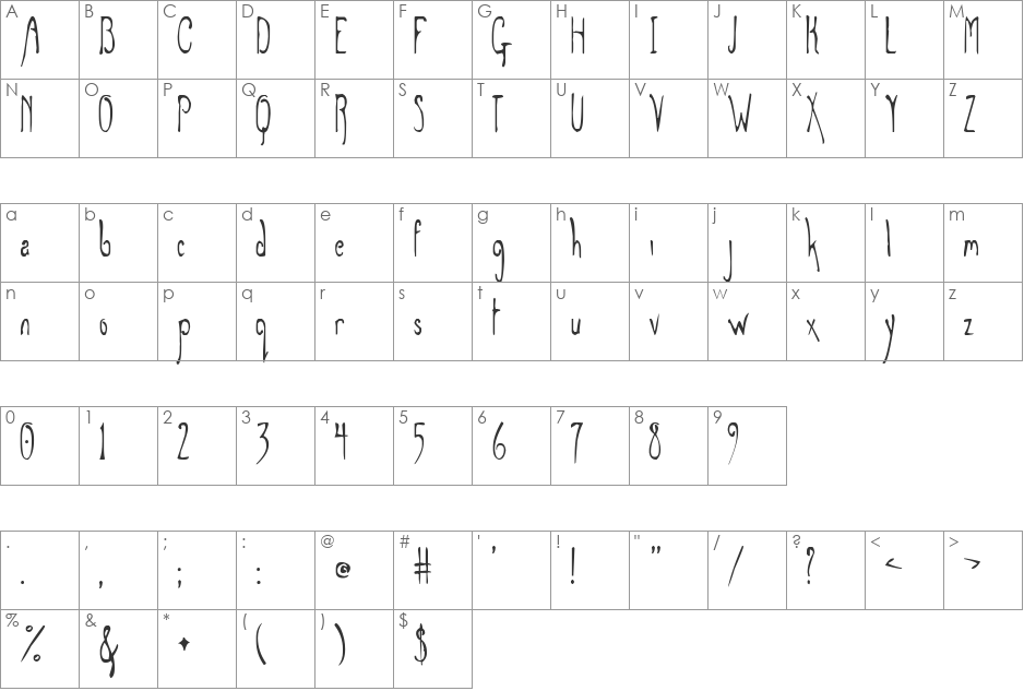 Grey Magus font character map preview