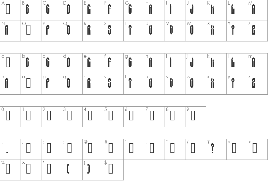 Grey(Alien)SW font character map preview