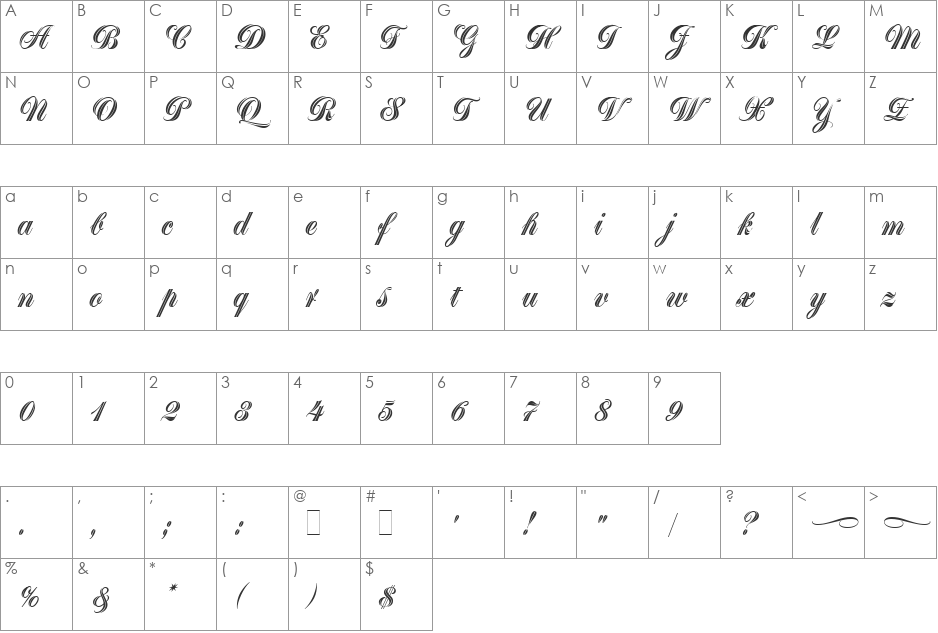 Greyton Script font character map preview