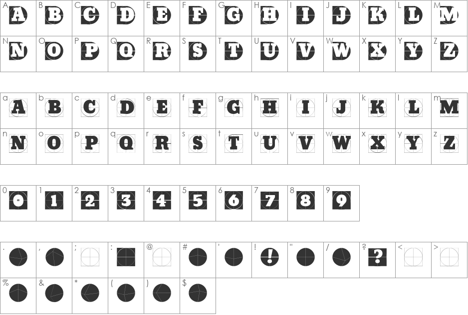 GridConcreteDue font character map preview