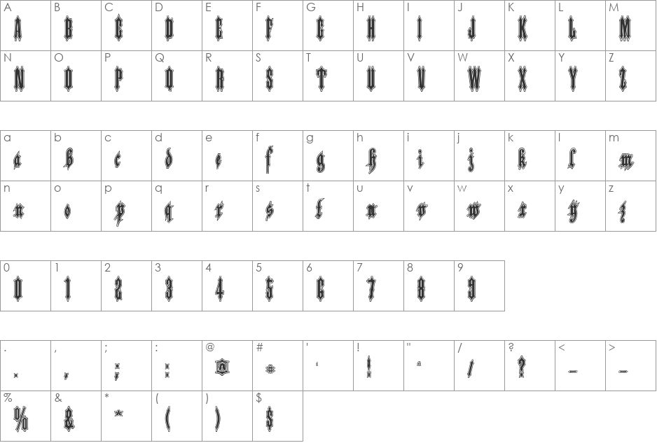 Applesauce10 font character map preview