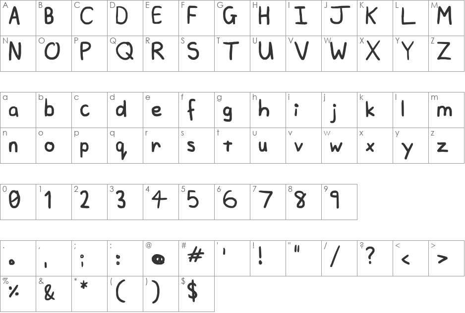 A plainer font character map preview