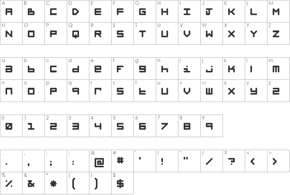 GRIDLOCK font character map preview