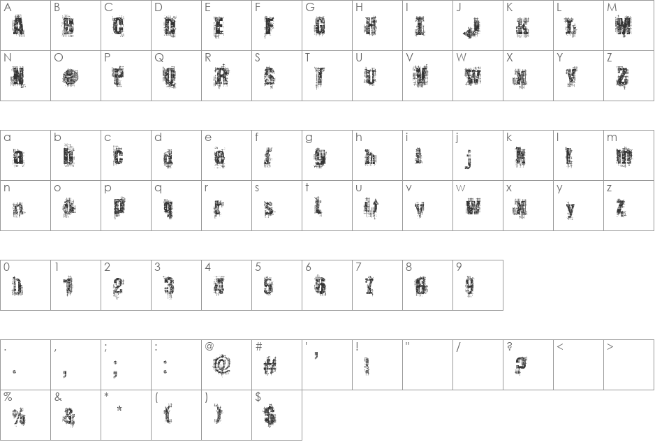 Gridlock'd font character map preview