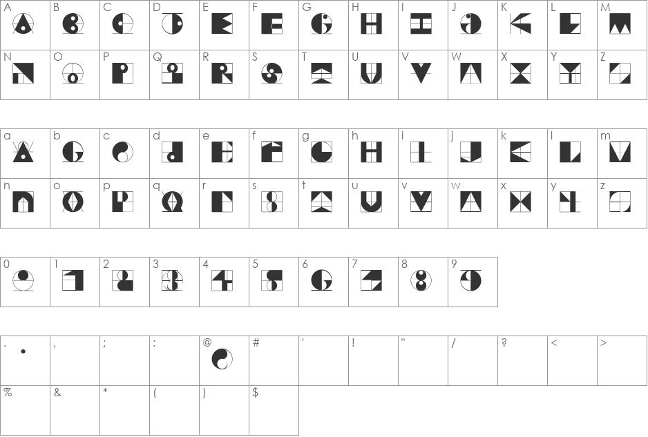 GridRiding font character map preview
