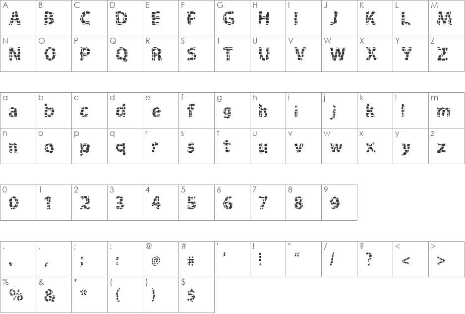 Gridshift font character map preview