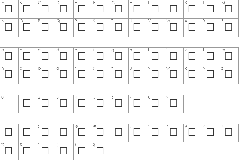 GriffDinOpt font character map preview