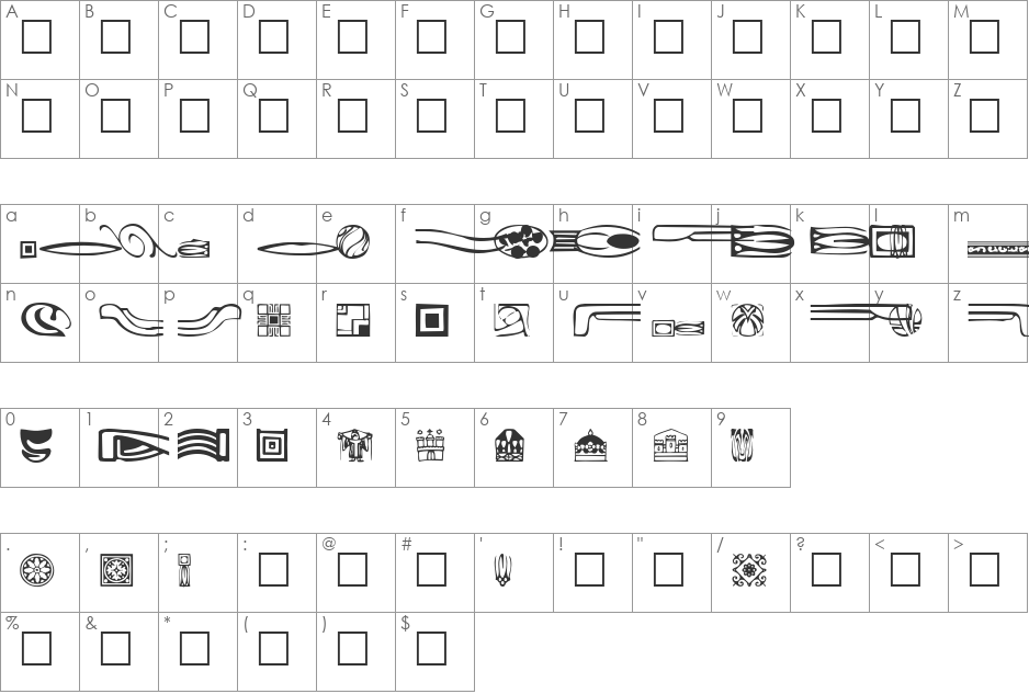 GriffDinReg font character map preview