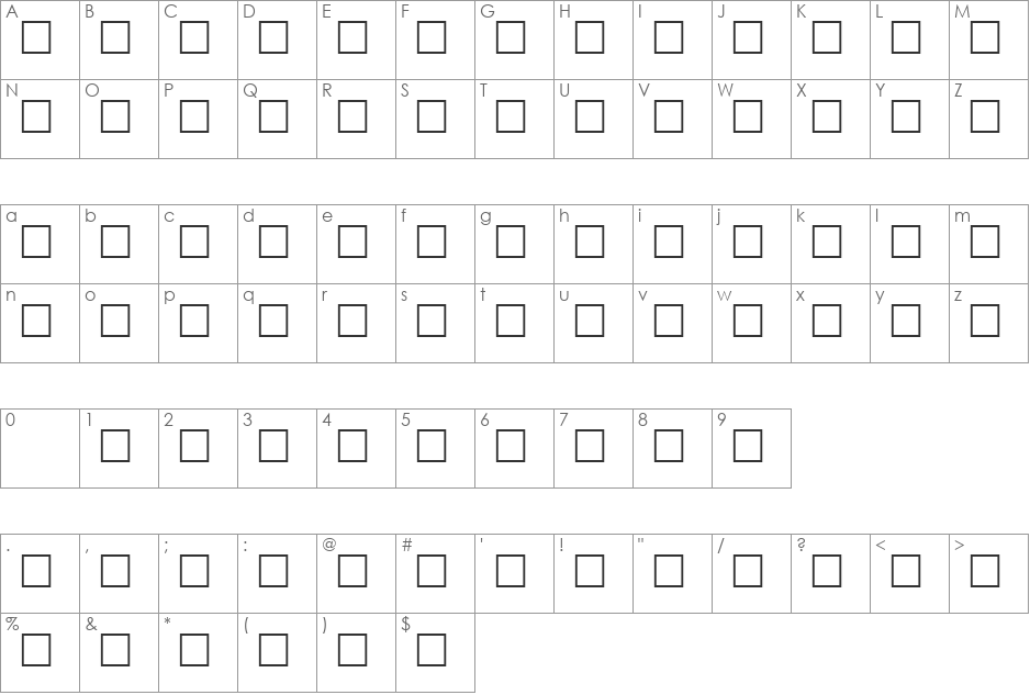 GriffDinShiOpt font character map preview