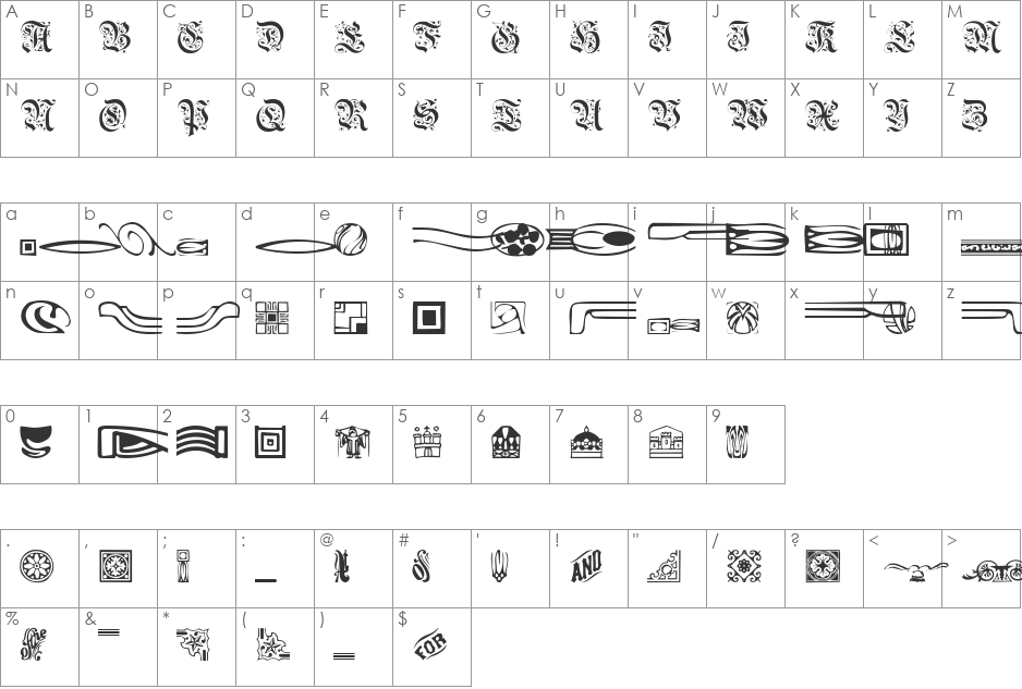 Griffin font character map preview