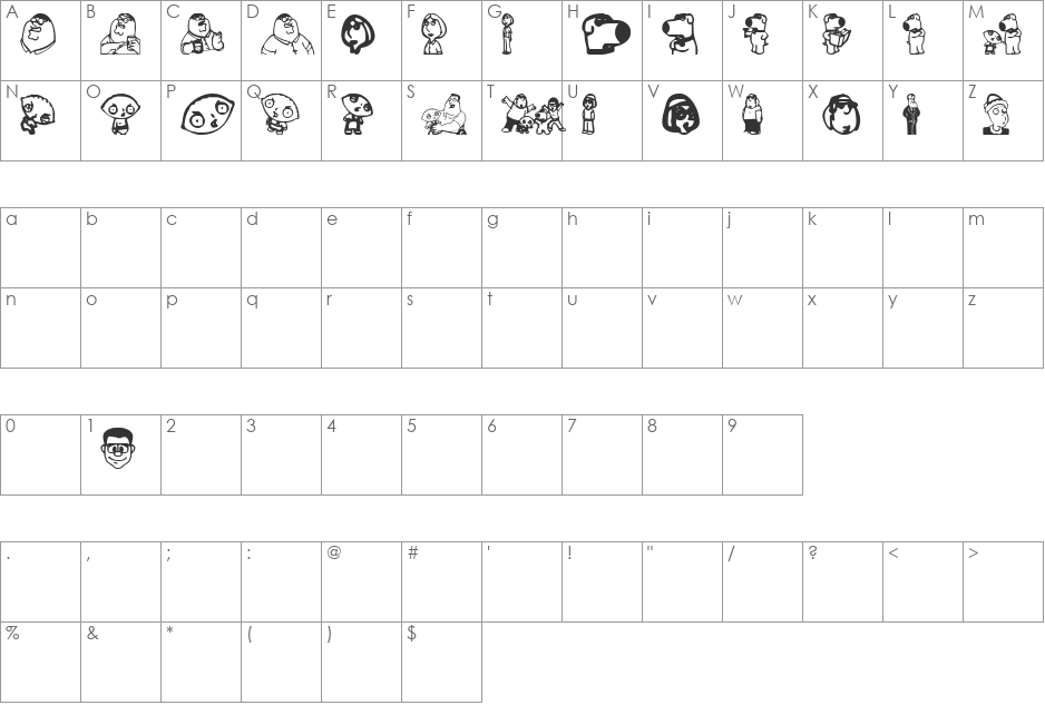 Griffinbats font character map preview