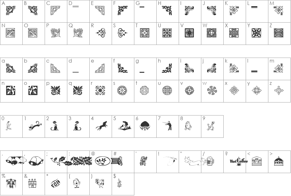 GriffinDingbats1 font character map preview