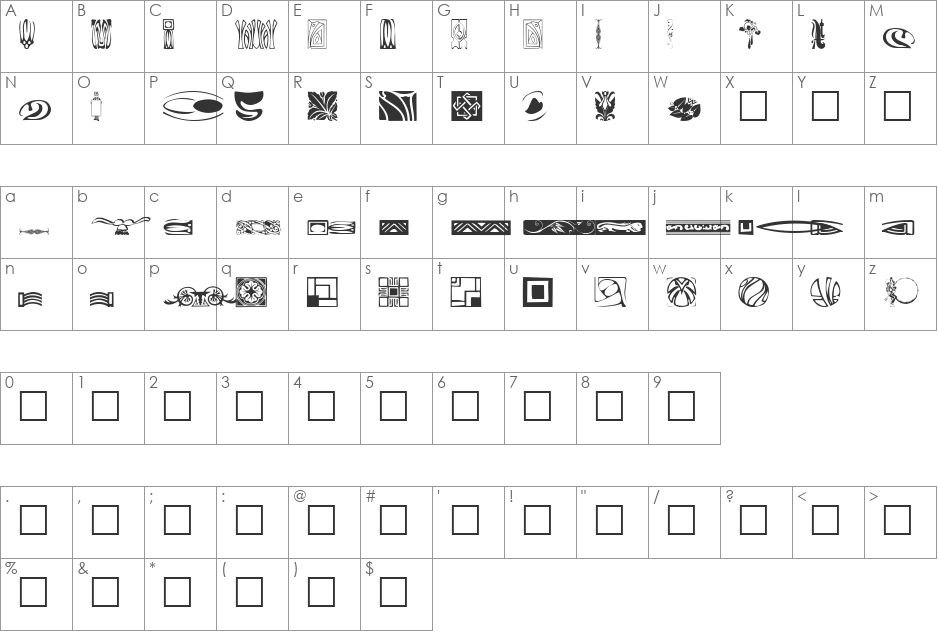 GriffinDingbats2 font character map preview