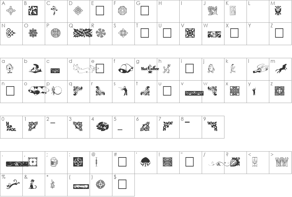 GriffinTh ree font character map preview