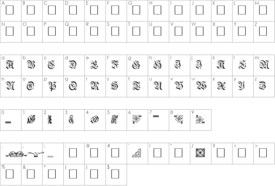 GriffinTwo font character map preview
