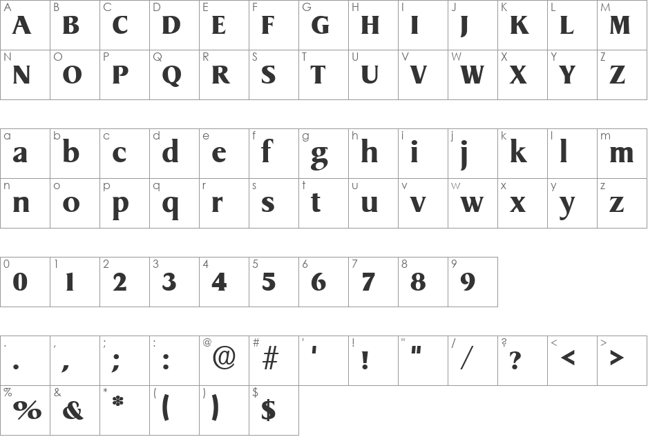 Griffon Extrabold font character map preview