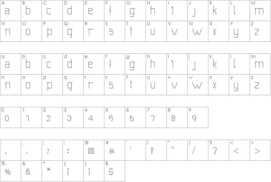 grigo font character map preview