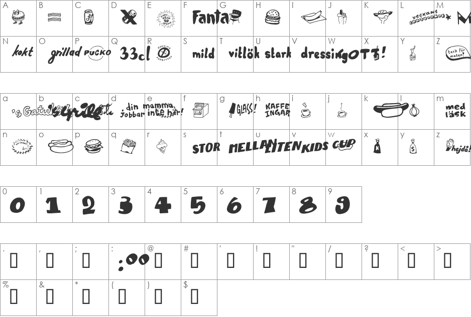 Grill Sans font character map preview