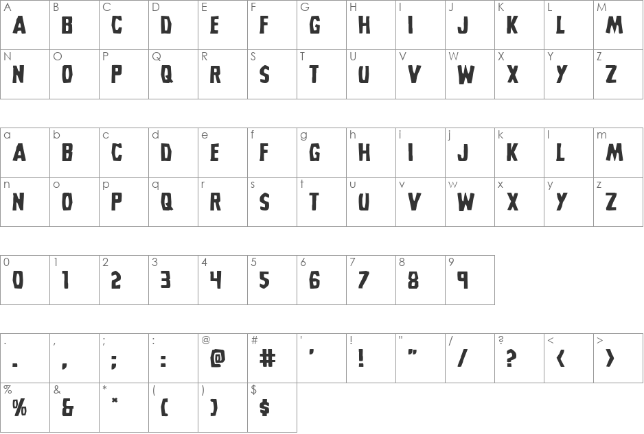 Grim Ghost Expanded font character map preview