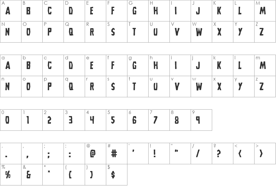 Grim Ghost Rotated font character map preview