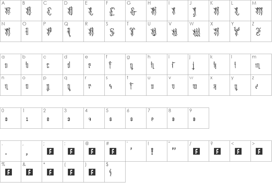 Grimeplex font character map preview