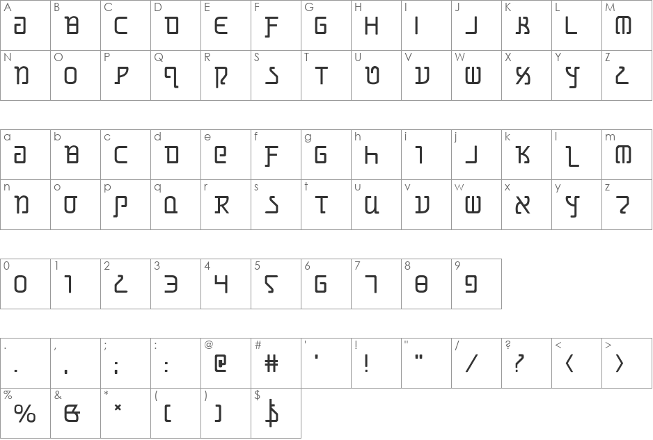 Grimlord font character map preview