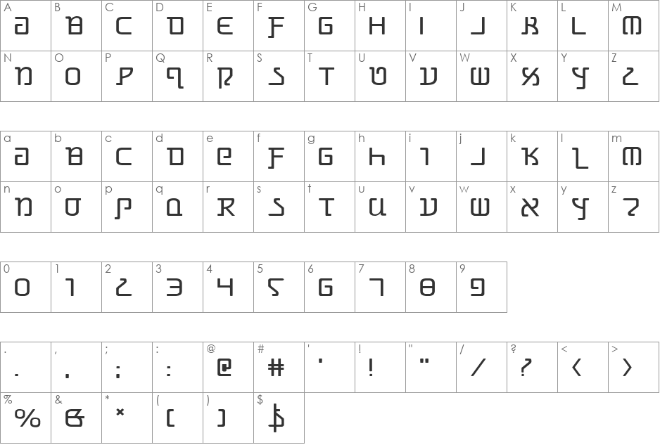 Grimlord Expanded font character map preview