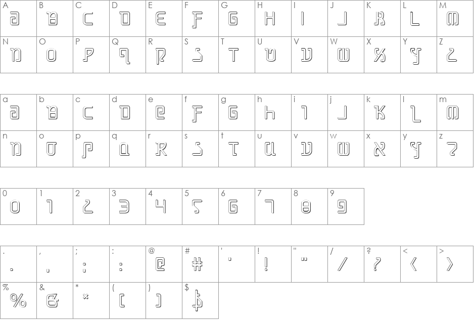 Grimlord Shadow font character map preview